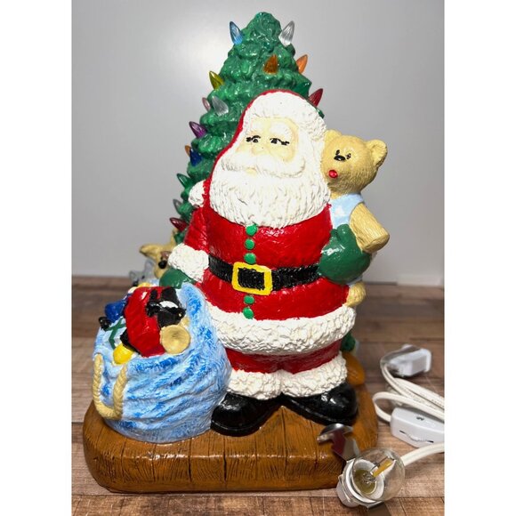 Vintage Light-Up Santa & Christmas Tree Figurine - Picture 1 of 9